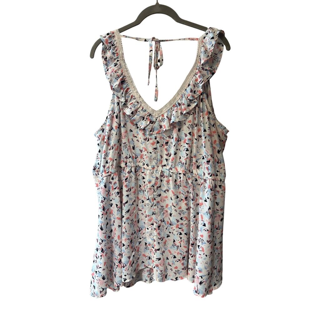 Torrid Size 3X Floral Sleeveless Challis Hilo Ruffle Tank Top Fairy Cottagecore - Picture 2 of 5